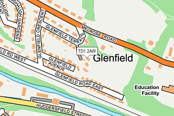 TD1 2AW map - OS OpenMap – Local (Ordnance Survey)