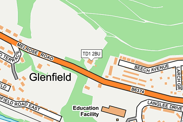 TD1 2BU map - OS OpenMap – Local (Ordnance Survey)