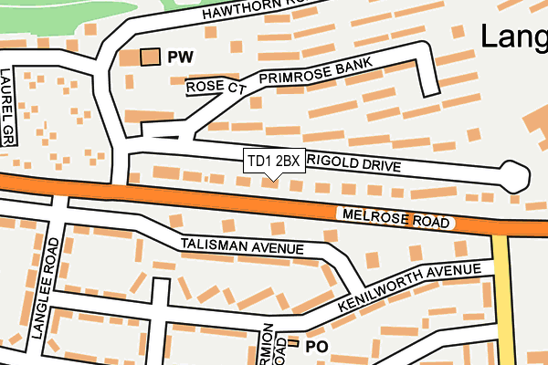TD1 2BX map - OS OpenMap – Local (Ordnance Survey)