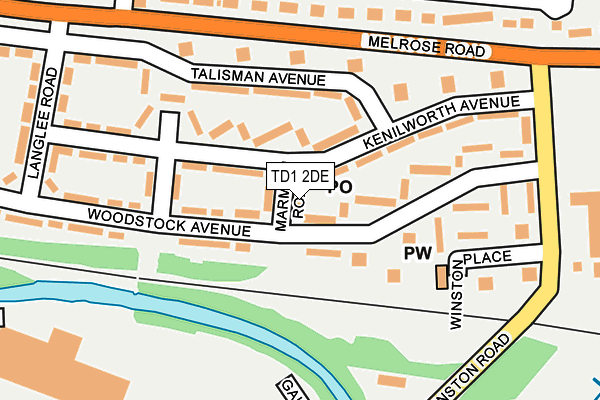 TD1 2DE map - OS OpenMap – Local (Ordnance Survey)