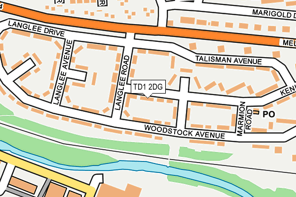 TD1 2DG map - OS OpenMap – Local (Ordnance Survey)