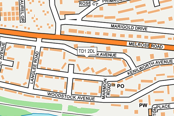 TD1 2DL map - OS OpenMap – Local (Ordnance Survey)