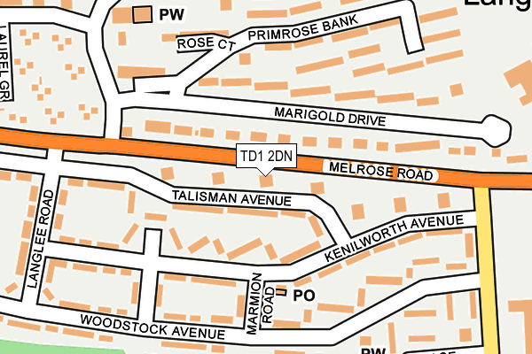 TD1 2DN map - OS OpenMap – Local (Ordnance Survey)