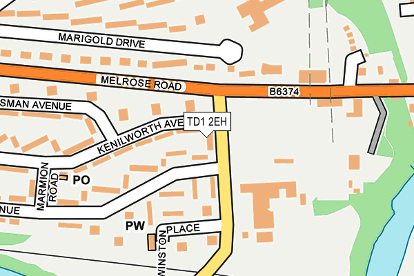 TD1 2EH map - OS OpenMap – Local (Ordnance Survey)