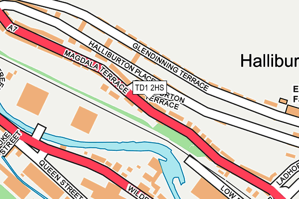 TD1 2HS map - OS OpenMap – Local (Ordnance Survey)