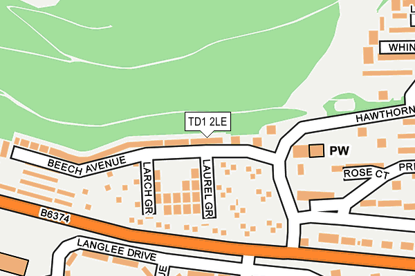 TD1 2LE map - OS OpenMap – Local (Ordnance Survey)