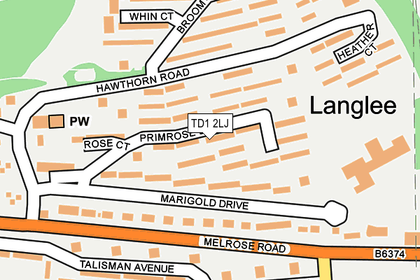 TD1 2LJ map - OS OpenMap – Local (Ordnance Survey)