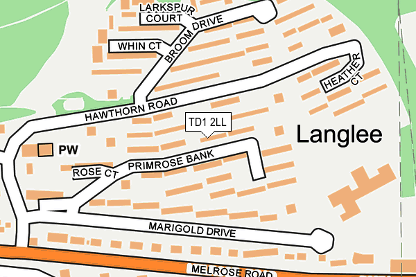 TD1 2LL map - OS OpenMap – Local (Ordnance Survey)