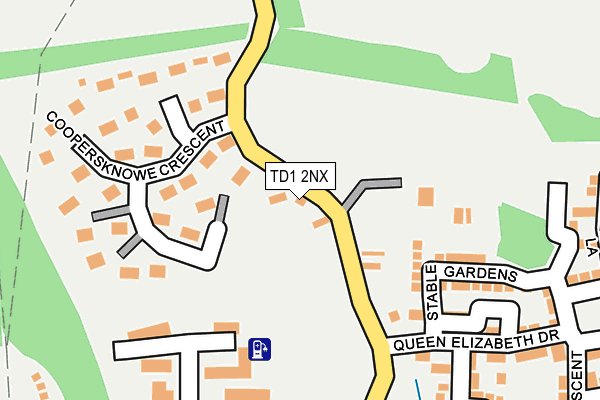 TD1 2NX map - OS OpenMap – Local (Ordnance Survey)