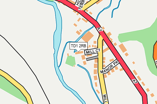 TD1 2RB map - OS OpenMap – Local (Ordnance Survey)