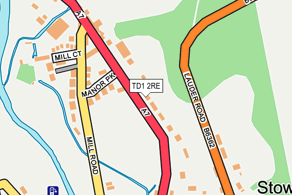 TD1 2RE map - OS OpenMap – Local (Ordnance Survey)