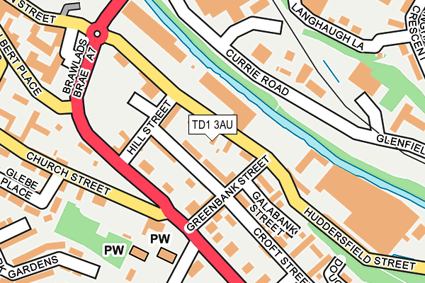 TD1 3AU map - OS OpenMap – Local (Ordnance Survey)
