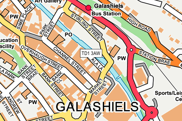 TD1 3AW map - OS OpenMap – Local (Ordnance Survey)