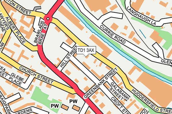 TD1 3AX map - OS OpenMap – Local (Ordnance Survey)