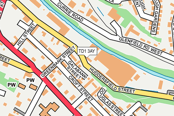 TD1 3AY map - OS OpenMap – Local (Ordnance Survey)