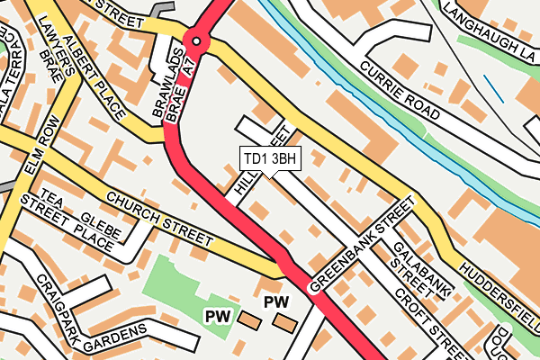 TD1 3BH map - OS OpenMap – Local (Ordnance Survey)