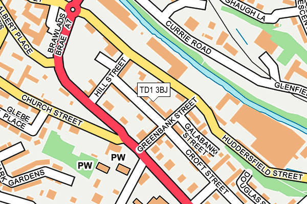 TD1 3BJ map - OS OpenMap – Local (Ordnance Survey)