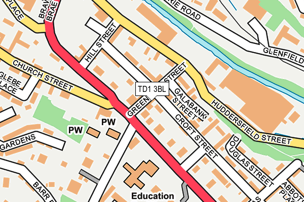 TD1 3BL map - OS OpenMap – Local (Ordnance Survey)