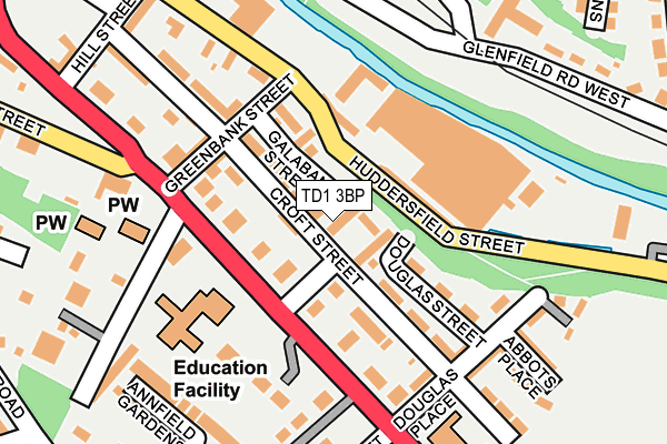 TD1 3BP map - OS OpenMap – Local (Ordnance Survey)