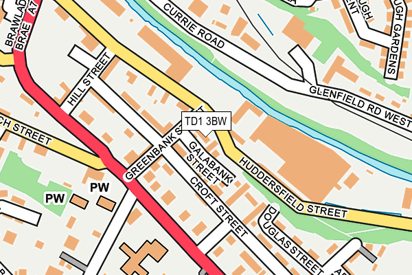 TD1 3BW map - OS OpenMap – Local (Ordnance Survey)