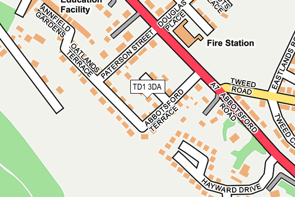 TD1 3DA map - OS OpenMap – Local (Ordnance Survey)