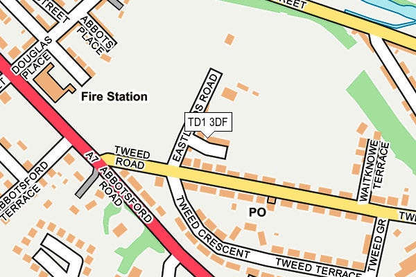 TD1 3DF map - OS OpenMap – Local (Ordnance Survey)