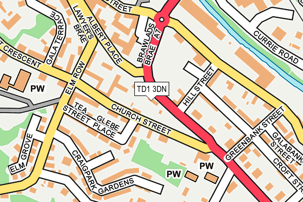 TD1 3DN map - OS OpenMap – Local (Ordnance Survey)