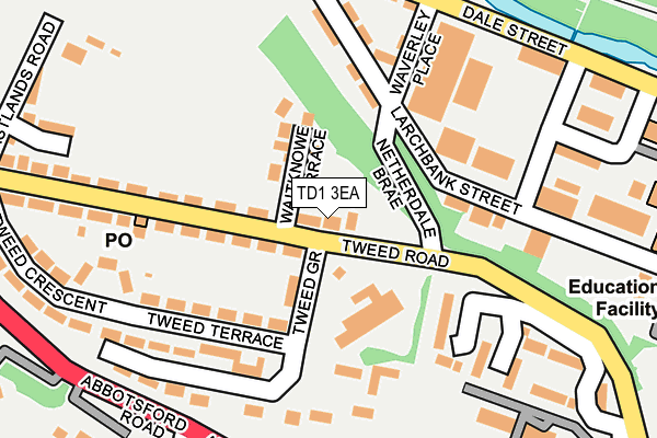 TD1 3EA map - OS OpenMap – Local (Ordnance Survey)