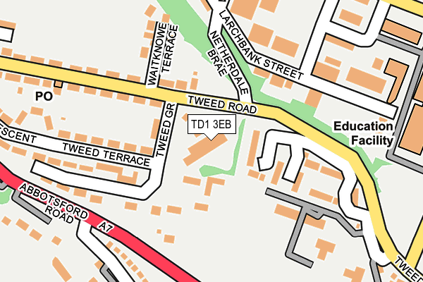 TD1 3EB map - OS OpenMap – Local (Ordnance Survey)