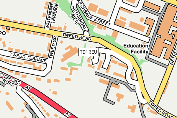 TD1 3EU map - OS OpenMap – Local (Ordnance Survey)