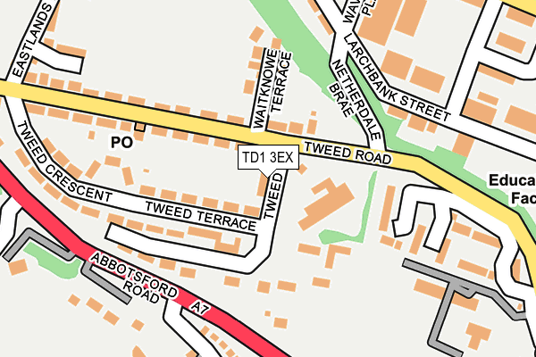 TD1 3EX map - OS OpenMap – Local (Ordnance Survey)