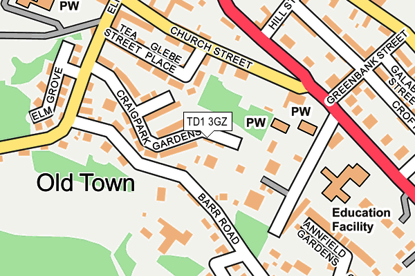 TD1 3GZ map - OS OpenMap – Local (Ordnance Survey)