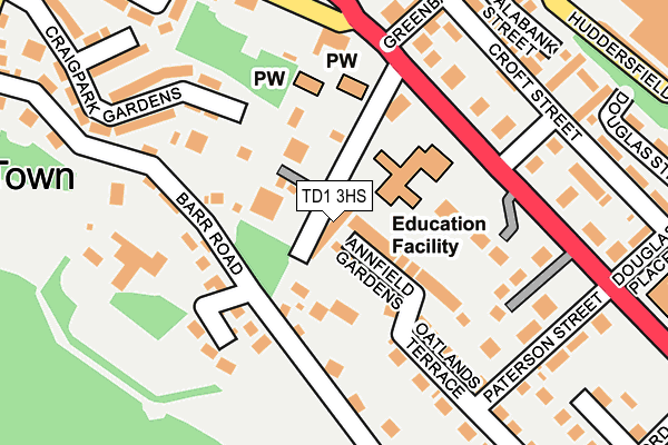 TD1 3HS map - OS OpenMap – Local (Ordnance Survey)