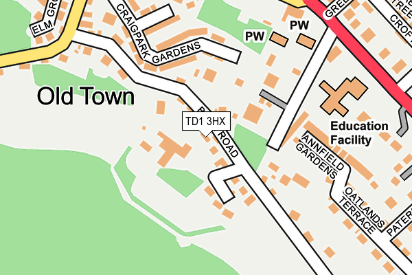 TD1 3HX map - OS OpenMap – Local (Ordnance Survey)