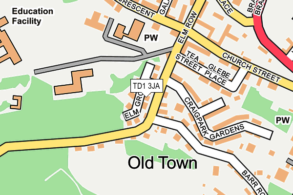 TD1 3JA map - OS OpenMap – Local (Ordnance Survey)