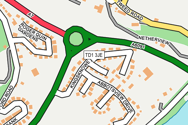 TD1 3JE map - OS OpenMap – Local (Ordnance Survey)