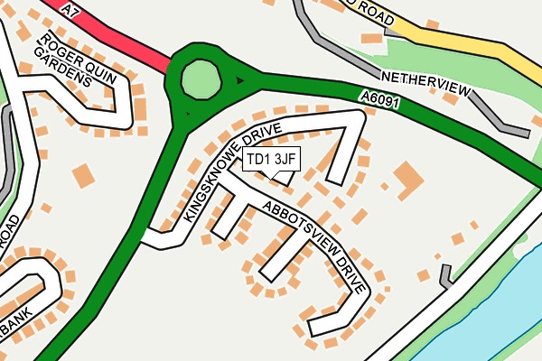 TD1 3JF map - OS OpenMap – Local (Ordnance Survey)