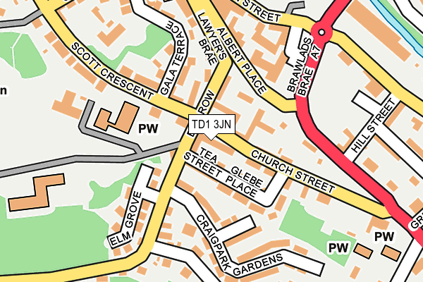 TD1 3JN map - OS OpenMap – Local (Ordnance Survey)