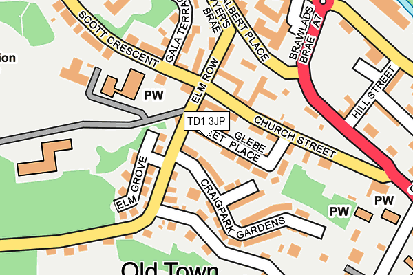TD1 3JP map - OS OpenMap – Local (Ordnance Survey)