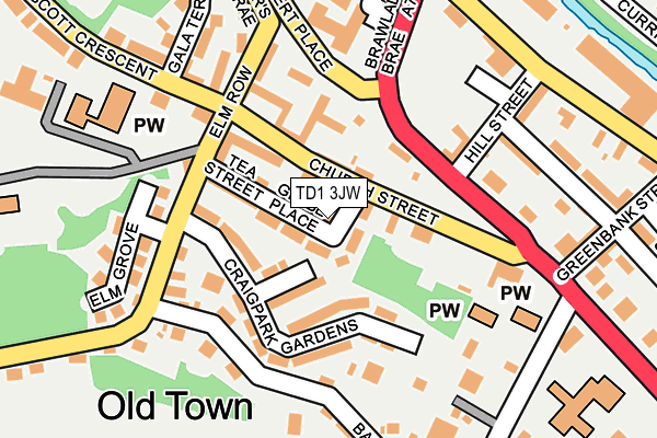 TD1 3JW map - OS OpenMap – Local (Ordnance Survey)