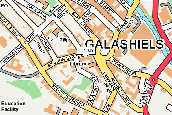 TD1 3JY map - OS OpenMap – Local (Ordnance Survey)
