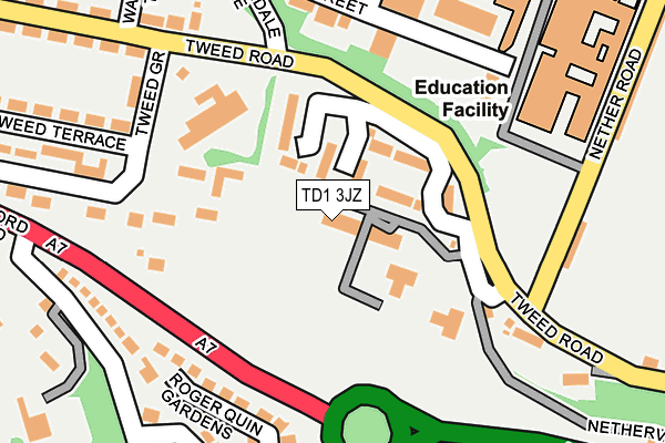 TD1 3JZ map - OS OpenMap – Local (Ordnance Survey)