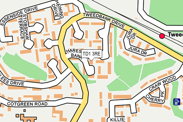 TD1 3RE map - OS OpenMap – Local (Ordnance Survey)