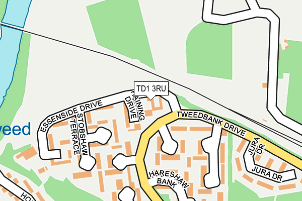 TD1 3RU map - OS OpenMap – Local (Ordnance Survey)