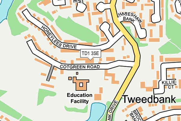 TD1 3SE map - OS OpenMap – Local (Ordnance Survey)