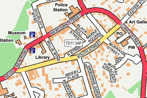 TD11 3AP map - OS OpenMap – Local (Ordnance Survey)