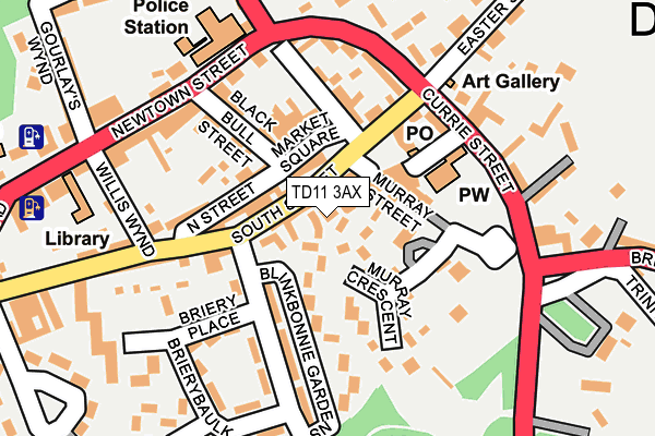 TD11 3AX map - OS OpenMap – Local (Ordnance Survey)