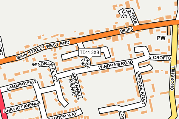 TD11 3XB map - OS OpenMap – Local (Ordnance Survey)