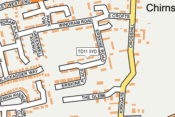 TD11 3YD map - OS OpenMap – Local (Ordnance Survey)