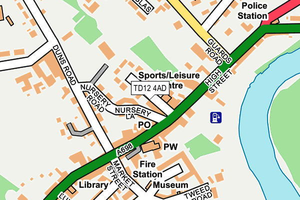 TD12 4AD map - OS OpenMap – Local (Ordnance Survey)